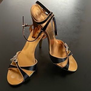 Elegant Black and Gold Women's Heels